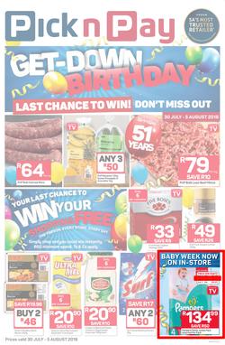 Pick n Pay Eastern Cape : Birthday Deals (30 Jul - 05 Aug 2018), page 1