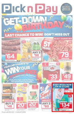 Pick n Pay Eastern Cape : Birthday Deals (30 Jul - 05 Aug 2018), page 1