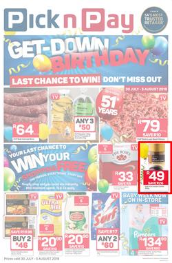 Pick n Pay Eastern Cape : Birthday Deals (30 Jul - 05 Aug 2018), page 1