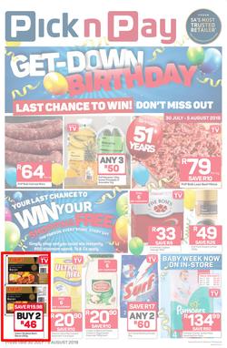 Pick n Pay Eastern Cape : Birthday Deals (30 Jul - 05 Aug 2018), page 1