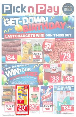Pick n Pay Eastern Cape : Birthday Deals (30 Jul - 05 Aug 2018), page 1
