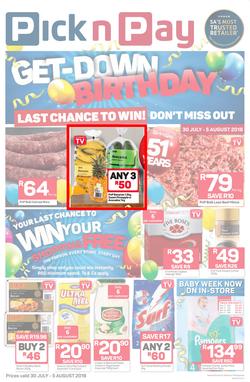 Pick n Pay Eastern Cape : Birthday Deals (30 Jul - 05 Aug 2018), page 1