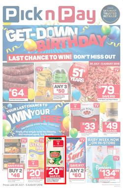 Pick n Pay Eastern Cape : Birthday Deals (30 Jul - 05 Aug 2018), page 1
