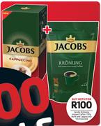 Jacobs Kronung Instant Coffee 150g Refill And Cappuccino-For Both