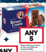 Bakers Romany Creams Or Choc-Kits Biscuits-Any 5x200g