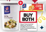 Clover Feta 400g And Gouda Or Cheddar Flavoured Full Cream Processed Cheese Slices 810g-For Both