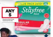 Stayfree Maxi Pads 16-Any 5 x 20s