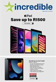 Incredible Connection : Apple iPad Save Up To R1500 (23 January - 31 January 2024)