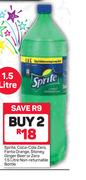Sprite, Coca Cola, Zero, Fanta Orange, Stoney Ginger Beer Or Zer Non Returnable Bottle-2 x 1.5Ltr