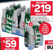 Castle Lite Non Returnable Bottles-24 x 340ml Or 24 x 330ml Cans Per Case