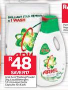 Ariel Auto Washing Powder-2Kg, Liquid Detergent-1.5Ltr Assorted Or Capsules-15s Each