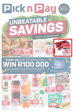 Pick n Pay KZN : Unbeatable Savings (14 Jan - 20 Jan 2019), page 1