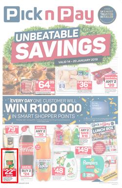 Pick n Pay KZN : Unbeatable Savings (14 Jan - 20 Jan 2019), page 1