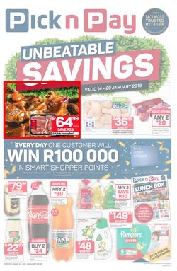 Pick n Pay KZN : Unbeatable Savings (14 Jan - 20 Jan 2019), page 1