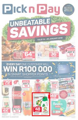 Pick n Pay KZN : Unbeatable Savings (14 Jan - 20 Jan 2019), page 1