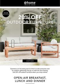 @Home : 20% Off Outdoor Furniture (Request Valid Date From Retailer)