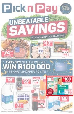 Pick n Pay Western Cape  : Unbeatable Savings (28 Jan - 03 Feb 2019), page 1