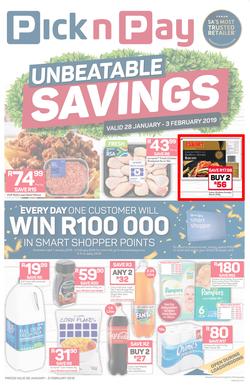 Pick n Pay Western Cape  : Unbeatable Savings (28 Jan - 03 Feb 2019), page 1