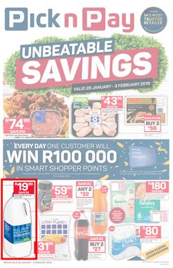 Pick n Pay Western Cape  : Unbeatable Savings (28 Jan - 03 Feb 2019), page 1