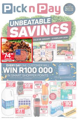 Pick n Pay Western Cape  : Unbeatable Savings (28 Jan - 03 Feb 2019), page 1