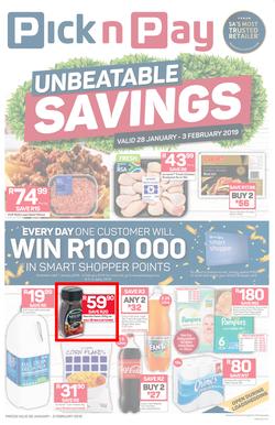 Pick n Pay Western Cape  : Unbeatable Savings (28 Jan - 03 Feb 2019), page 1