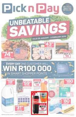 Pick n Pay Western Cape  : Unbeatable Savings (28 Jan - 03 Feb 2019), page 1