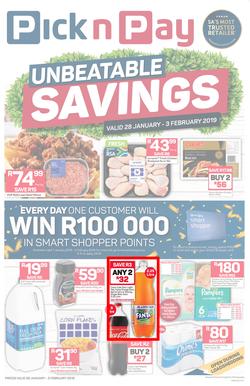 Pick n Pay Western Cape  : Unbeatable Savings (28 Jan - 03 Feb 2019), page 1