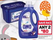 Omo Auto Liquid Detergent Assorted 1.5Ltr or Capsules 17's Pack-For Any 2