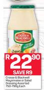 Crosse & Blackwell Mayonnaise Or Salad Dressing Assorted-750-790g Each