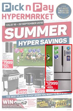 Pick n Pay Hyper : Summer Savings (16 Sep - 22 Sep 2019), page 1