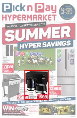 Pick n Pay Hyper : Summer Savings (16 Sep - 22 Sep 2019), page 1