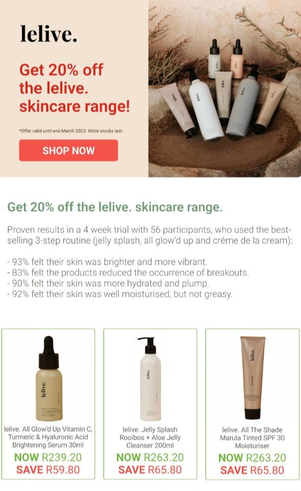 Wellness Warehouse Get 20 Off The Lelive Skincare Range (Request
