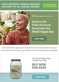 Wellness Warehouse : World Vegan Day (Request Valid Date From Retailer)