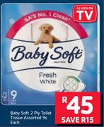 Baby Soft 2 Ply Toilet Tissue Assorted-9's Each