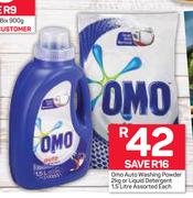 Omo Auto Washing Powder-2Kg Or Liquid Detergent Assorted-1.5Ltr Each 