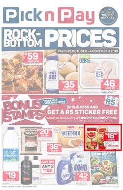 Pick n Pay Eastern Cape : Rock-Bottom Prices (29 Oct - 04 Nov 2018), page 1