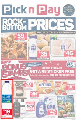 Pick n Pay Eastern Cape : Rock-Bottom Prices (29 Oct - 04 Nov 2018), page 1
