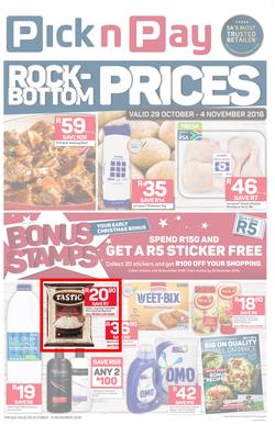 Pick n Pay Eastern Cape : Rock-Bottom Prices (29 Oct - 04 Nov 2018), page 1