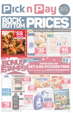 Pick n Pay Eastern Cape : Rock-Bottom Prices (29 Oct - 04 Nov 2018), page 1