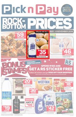 Pick n Pay Eastern Cape : Rock-Bottom Prices (29 Oct - 04 Nov 2018), page 1