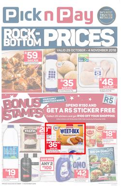 Pick n Pay Eastern Cape : Rock-Bottom Prices (29 Oct - 04 Nov 2018), page 1