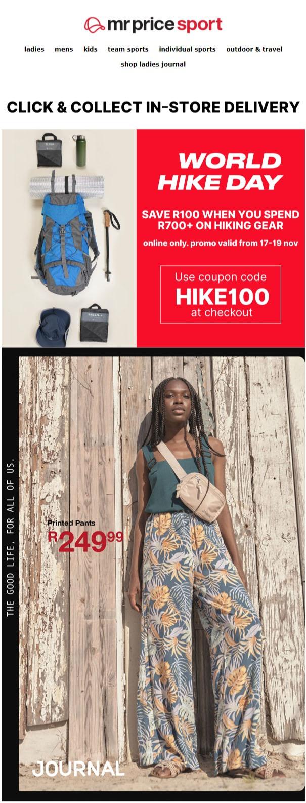 Mr Price Sport : World Hike Day (Request Valid Date From Retailer