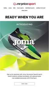 Mr Price Sport : Introducing Joma Sports Shoes (Request Valid Date From Retailer)