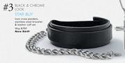 Black And Chrome Look Icon Cross Pendent, Stainless Steel Bracelet & Leather Cuff Set