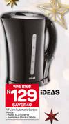 iDeas 1.7Ltr Automatic Corded Kettle ICJ-001B/W