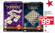 Classic Games Dominoes Or Wood Chess Set-Each