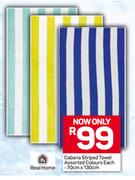 Real Home Cabana Striped Towel Assorted Colours-70cm x 130cm Each
