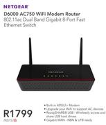 Netgear D6000 AC750 WiFi Modem Router