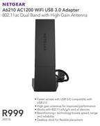 Netgear A6210 AC1200 Wi-Fi USB 3.0 Adapter