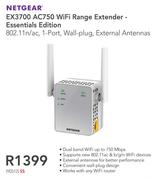Netgear EX3700 AC750 WiFi Range Extender Essentials Edition